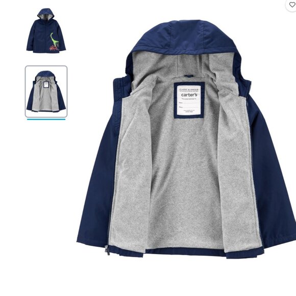 Carters Navy Fleece-Lined Dinosaur Jacket - Picture 3 of 7